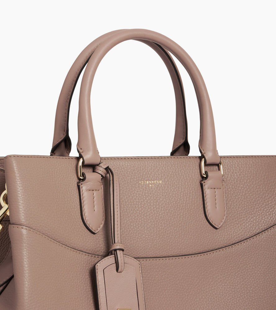 Große Romy Handtasche aus genarbtem und glattem Leder