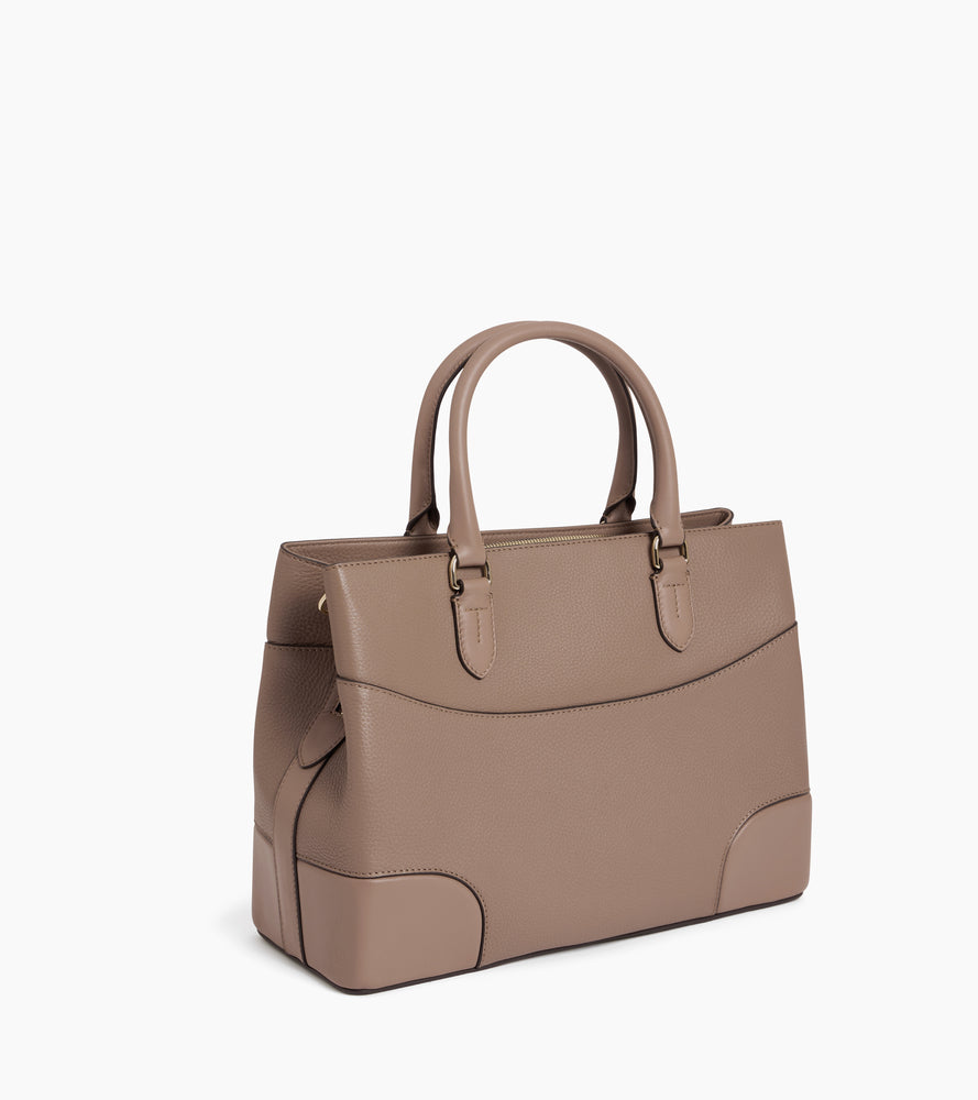 Große Romy Handtasche aus genarbtem und glattem Leder