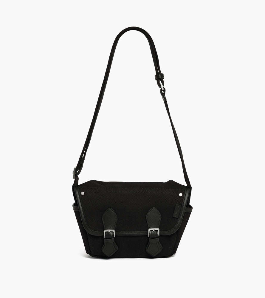 Bolso bandolera pequeño Solveig de lona de algodón y cuero liso