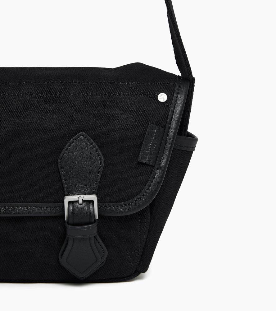 Bolso bandolera pequeño Solveig de lona de algodón y cuero liso