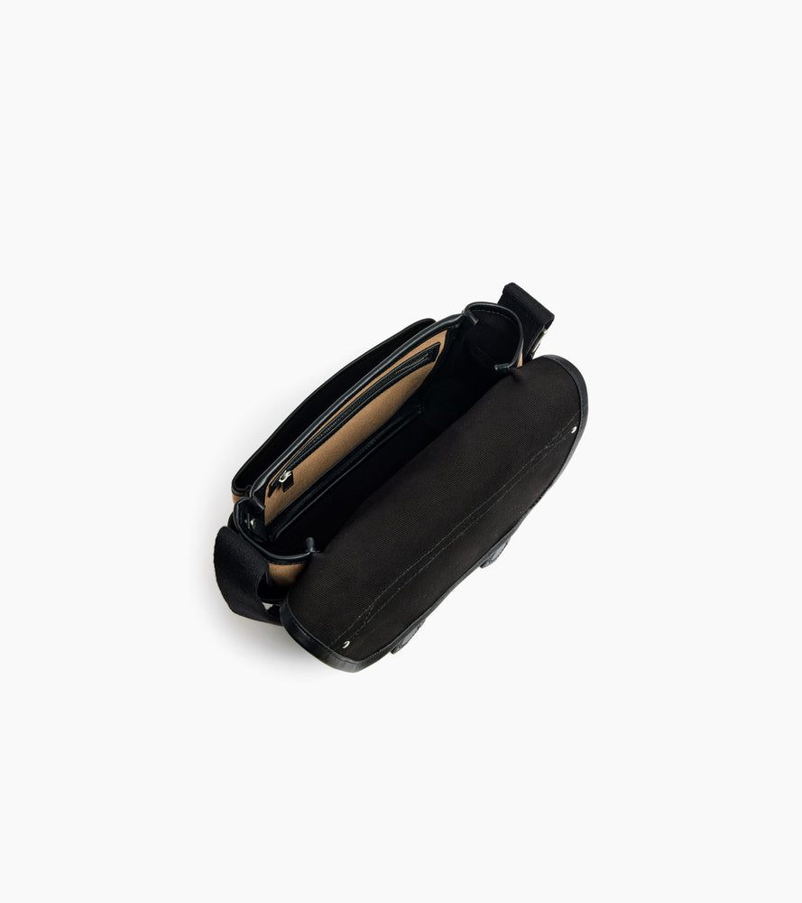Bolso bandolera pequeño Solveig de lona de algodón y cuero liso
