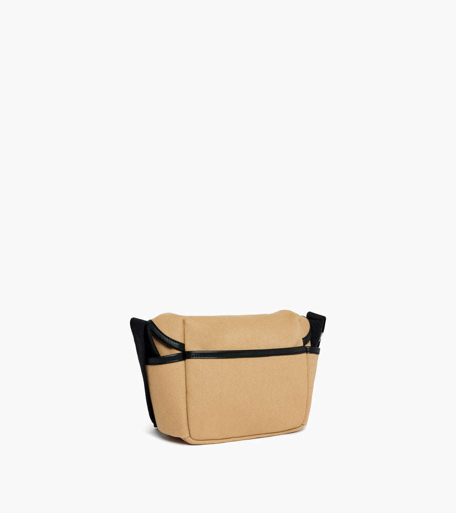 Bolso bandolera pequeño Solveig de lona de algodón y cuero liso