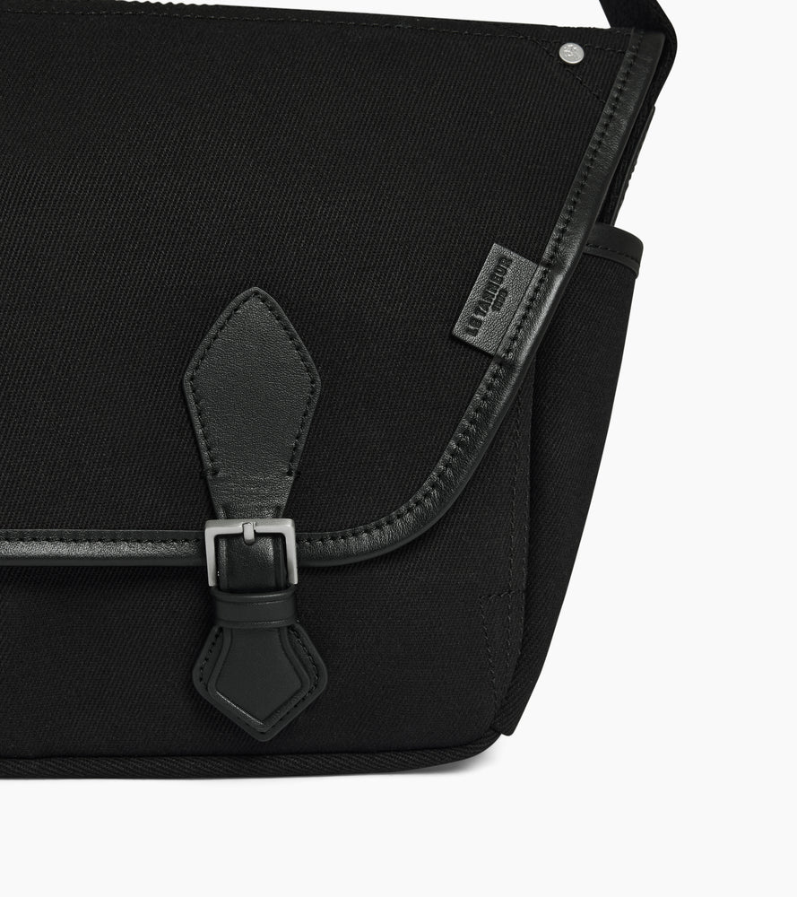 Bolso bandolera mediano Solveig de lona de algodón y cuero liso