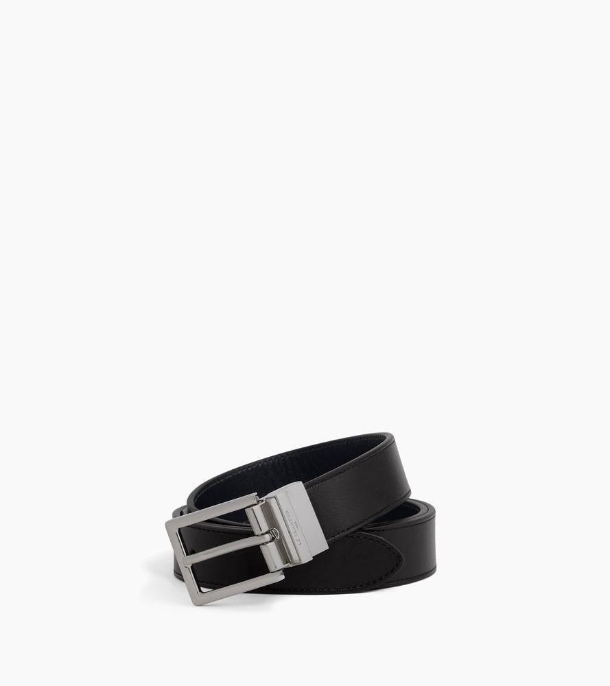 Ceinture réversible homme avec boucle rectangle en cuir lisse